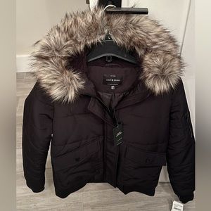 Lucky Brand Women’s Snorkel Hooded Bomber Jacket Black Size M NWT